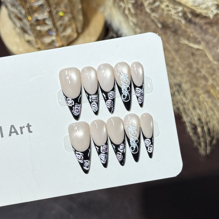 Floral and Glossy Press-On Nail Set Stornfield