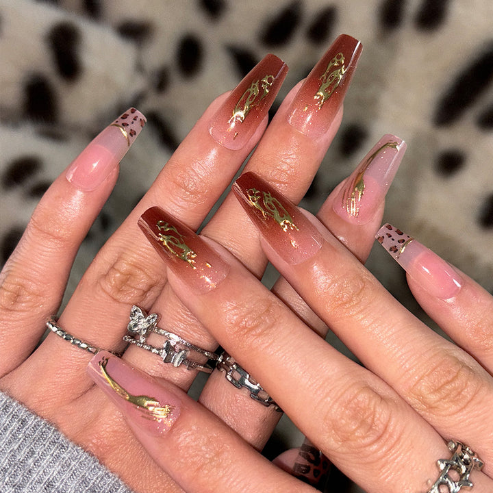 Premium Leopard Design Press-On Nails Stornfield