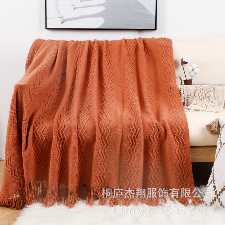 Women Comfortable Knitted Blanket with Modern Zigzag Pattern Stornfield