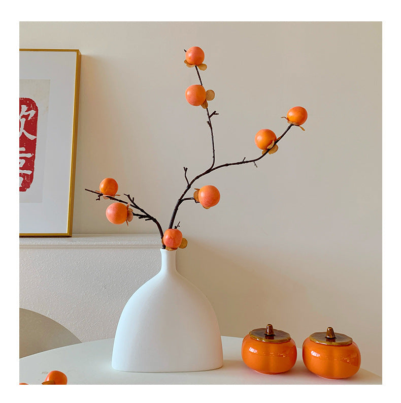 Decorative Artificial Persimmon Branch Arrangement for Home Decor
