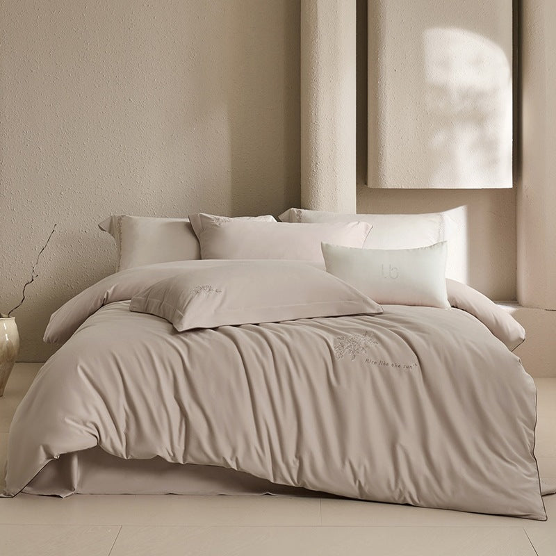 Luxury Embroidered Cotton Sateen Duvet Cover Bedding Set