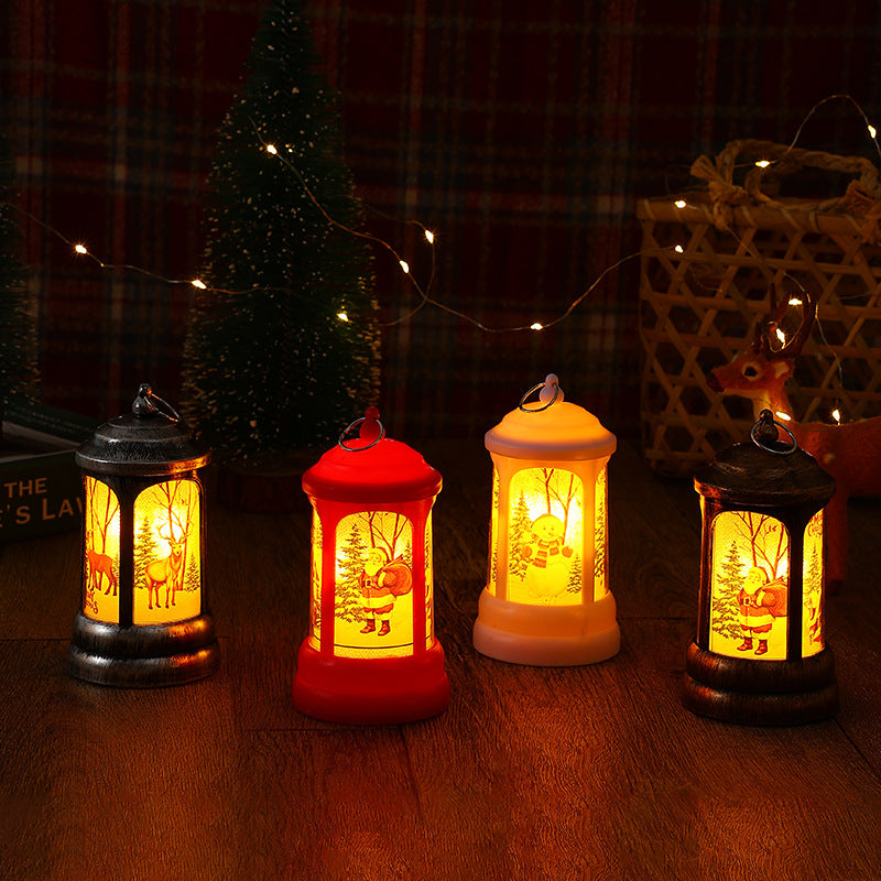 Nostalgic Christmas lantern with glowing Santa Claus motif Stornfield