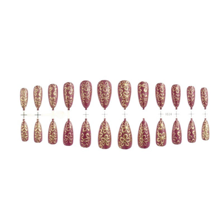 Glittering artificial nails with floral patterns Stornfield