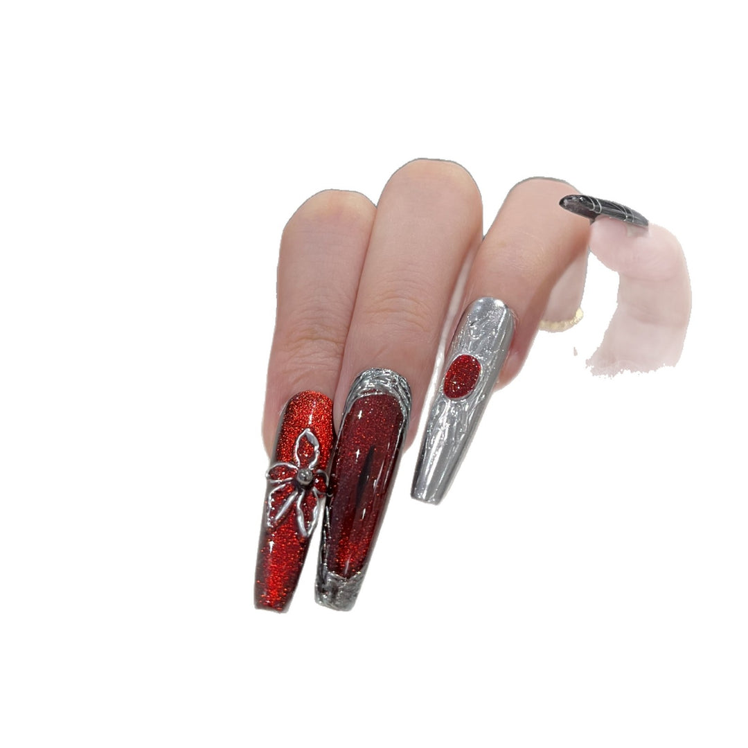 Decorative Press-On Nail Art Set with Chic Metallic Accents Stornfield