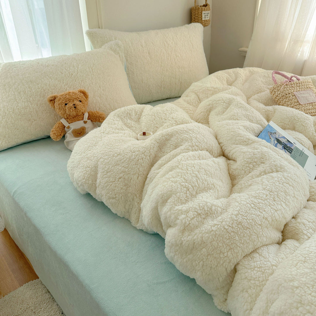 Plush Sherpa Reversible Duvet Comforter with Matching Pillow Shams