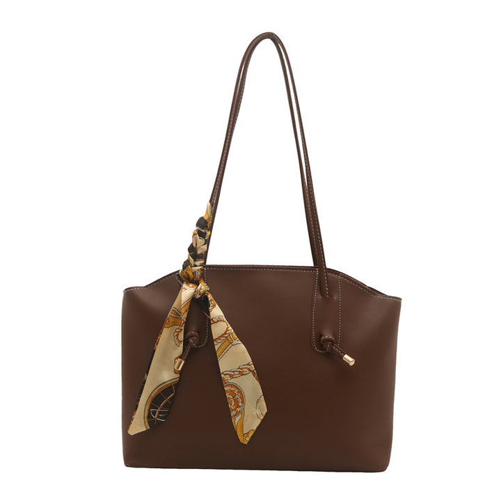 Elegant Scarf-Accent Tote Bag