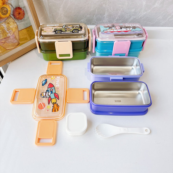 Space-Themed Multi-Compartment Bento Lunch Box