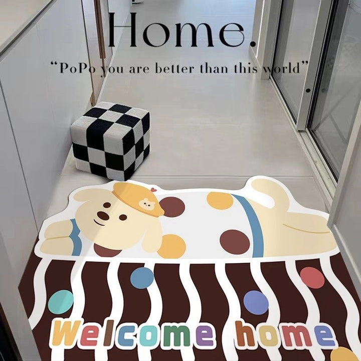 Playful Dog-Themed Welcome Mat