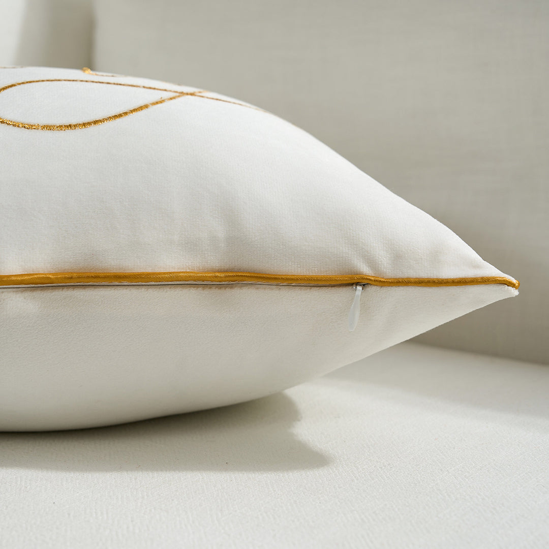 Decorative Holiday Throw Pillow with Gold Script Embroidery