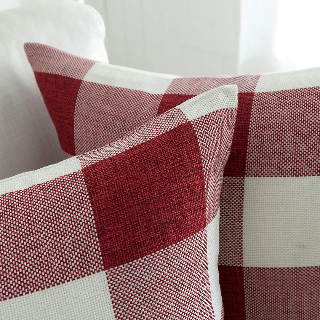 Buffalo Check Cotton Canvas Square Throw Pillow Covers Set