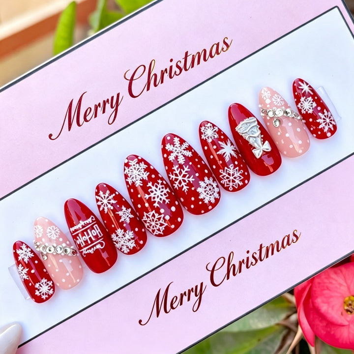 Artificial nails in festive Christmas design Stornfield