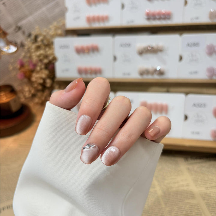 Elegant Press-On Nail Set with Crystal Accent Stornfield