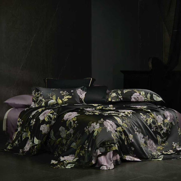 Luxury Floral Satin Bedding Duvet Cover Set