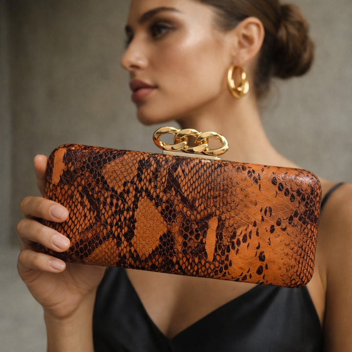 Textured Snakeskin Clutch