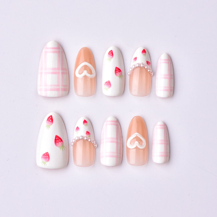 Heart and Floral Theme Press-On Nail Art Set