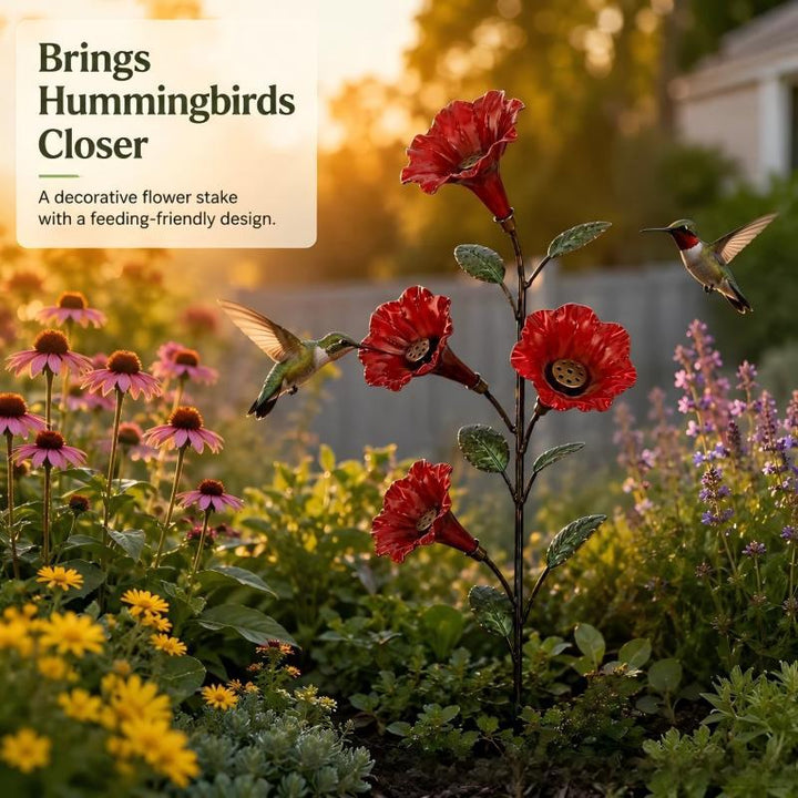 Stabiles garden decor bundle with flowers and hummingbird Stornfield