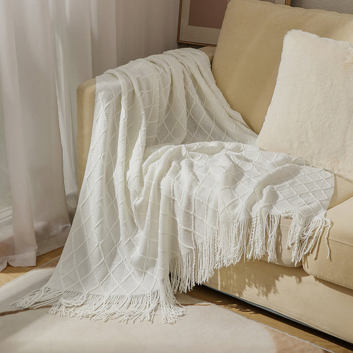 Women’s knitted blanket with textured wave pattern Stornfield
