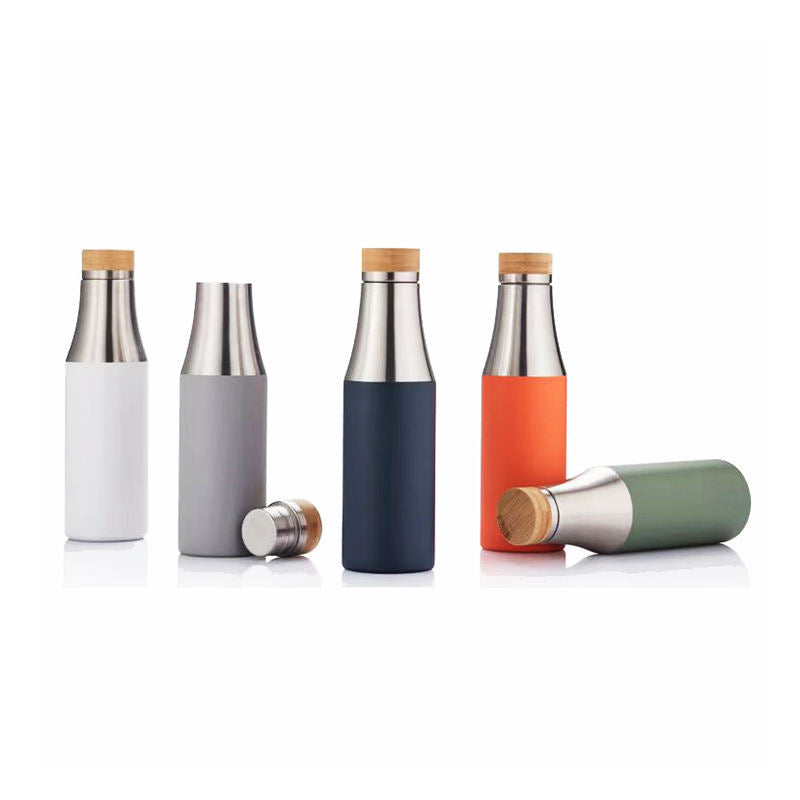 Women double-walled stainless steel drinking bottle with bamboo lid Stornfield
