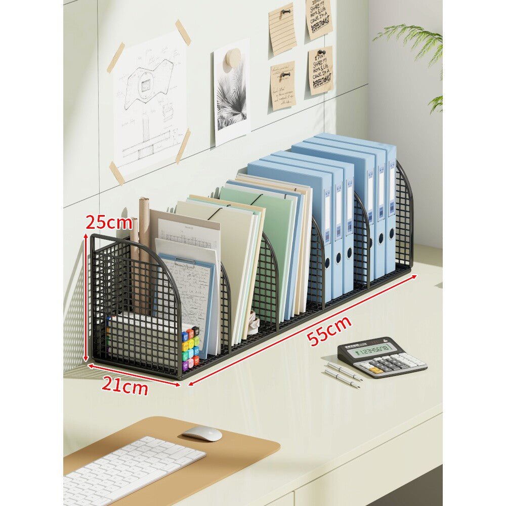 Multi-Tier Angled Metal Mesh Desktop File and Folder Organizer