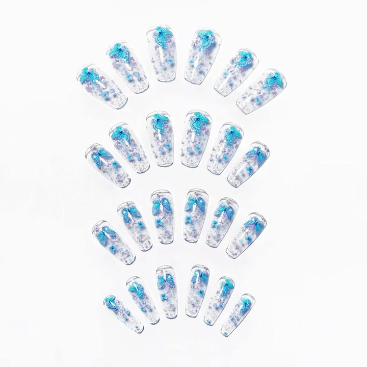 Creative press-on nails with shimmering butterfly design Stornfield