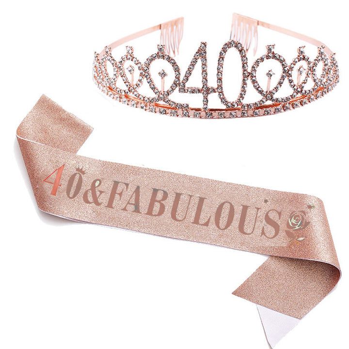 Women's Glittering Birthday Tiara Set with Sash Stornfield