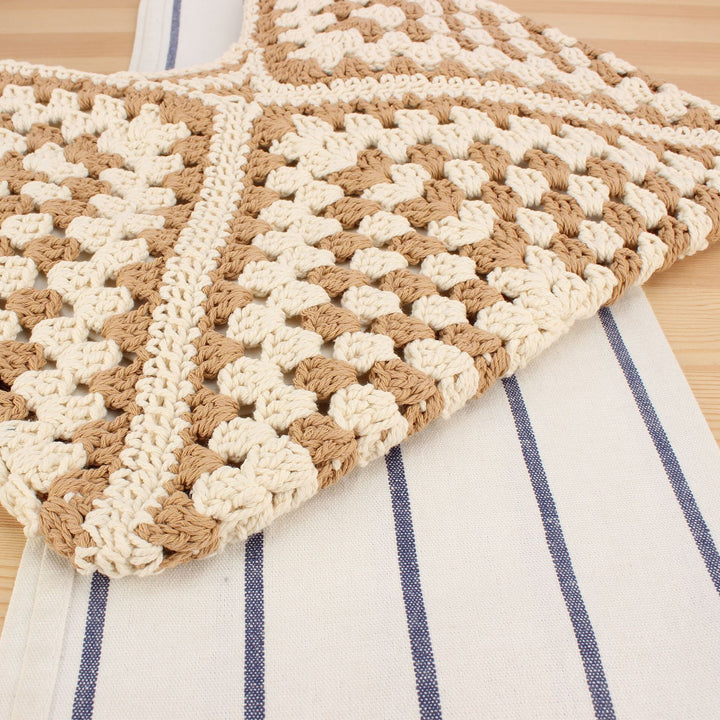 Handmade straw tote bag with elegant wooden handles Stornfield