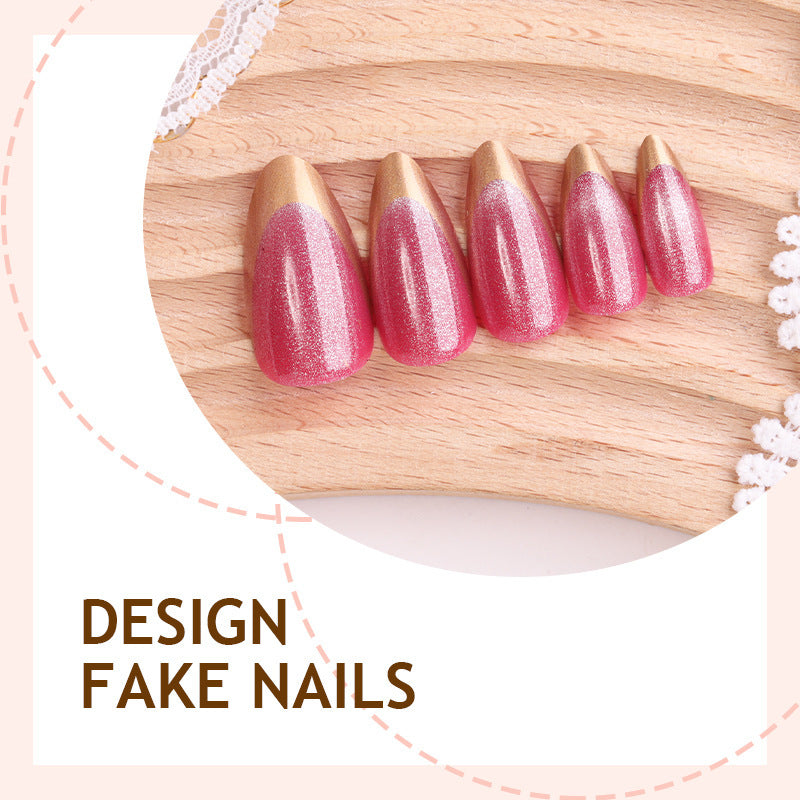 Acrylic nail set with elegant gold tips Stornfield