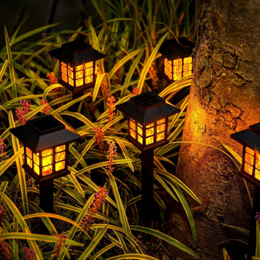 Solar Flame-Effect Garden Pathway Stake Lanterns With Weatherproof ABS Housing And Warm LED Glow Stornfield