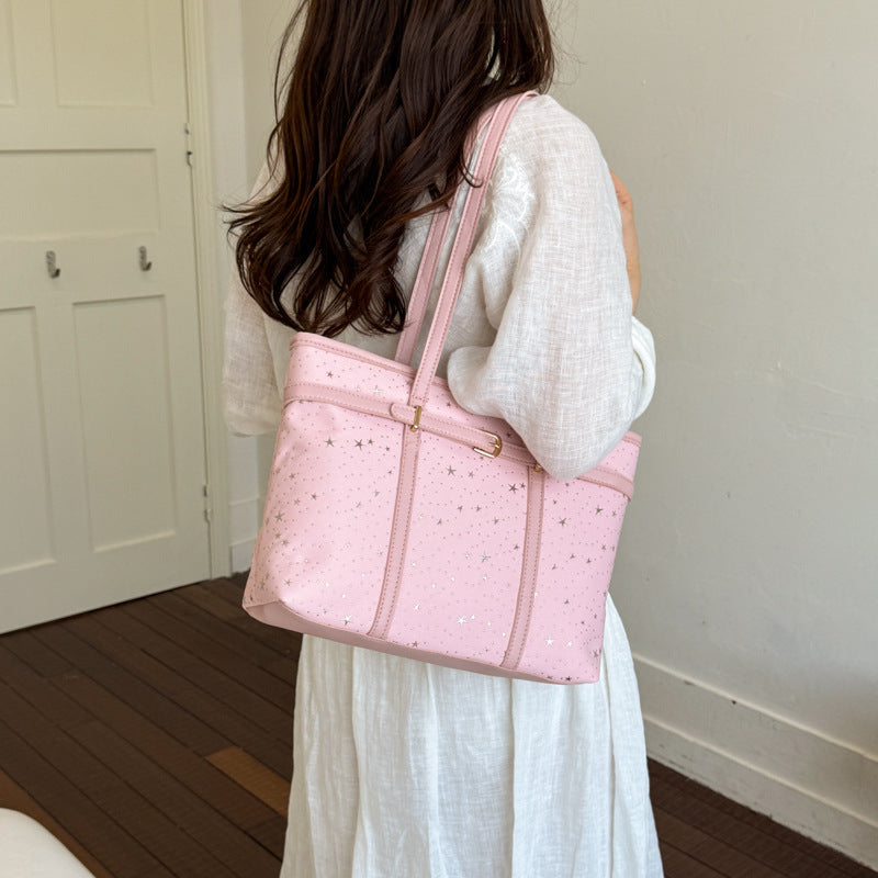 Star-Patterned Canvas Tote Bag