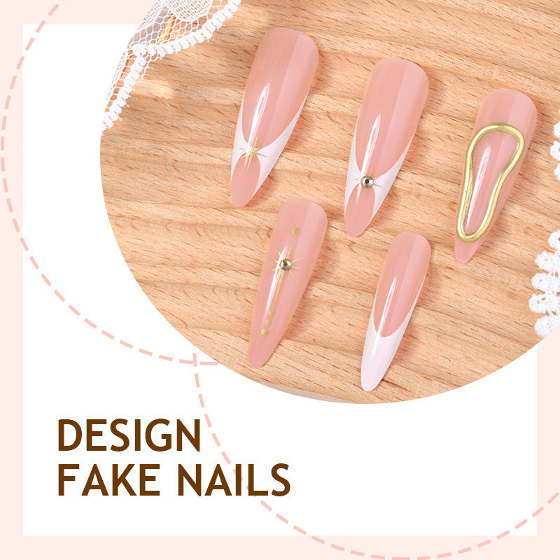 Acrylic nail set with glamorous rhinestones and decorative elements Stornfield