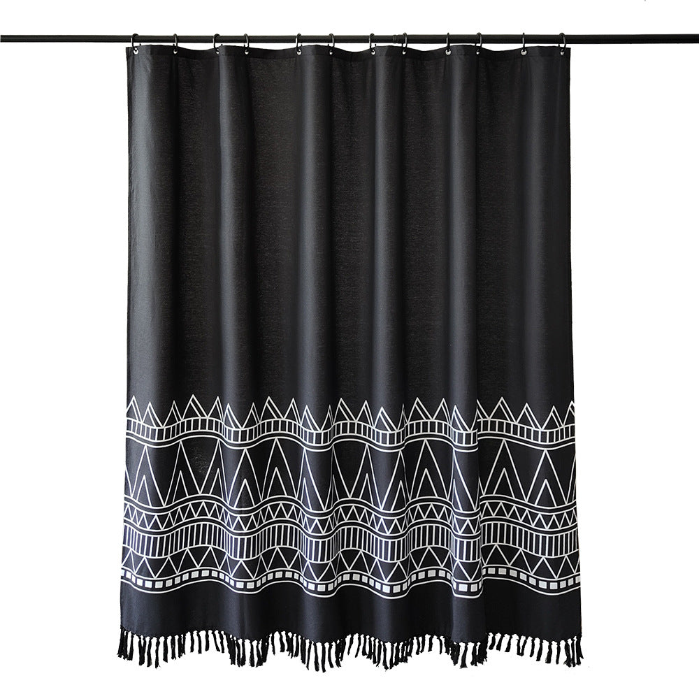 Geometric Fringe Shower Curtain Stornfield