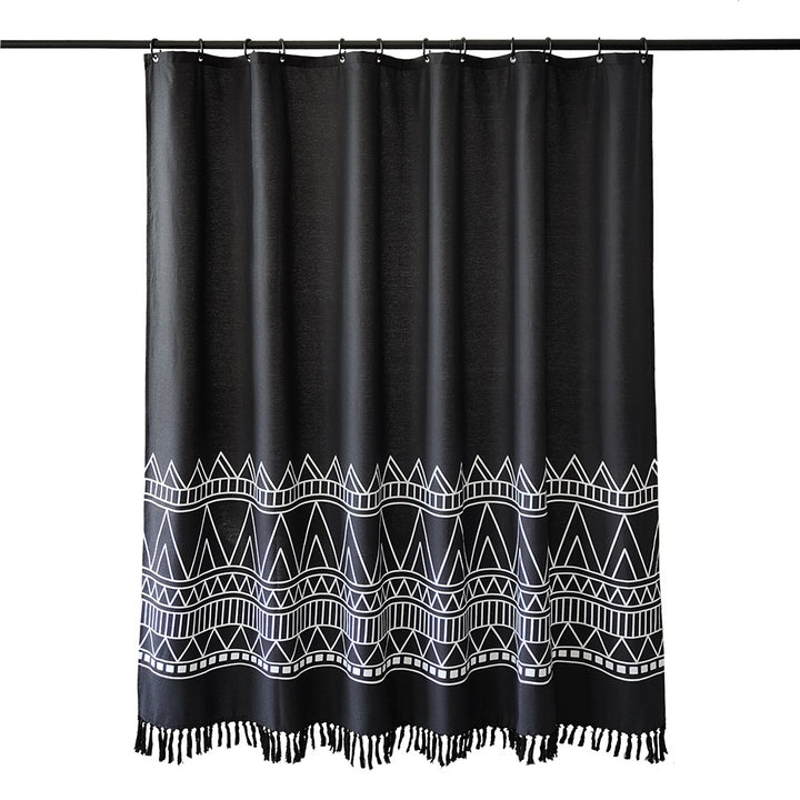 Geometric Fringe Shower Curtain Stornfield