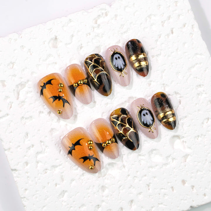 Festive Halloween-Themed Press-On Nail Art Set Stornfield