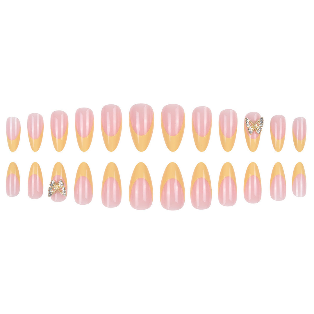 Glamorous Stiletto Press-On Nails with Butterfly Accents Stornfield