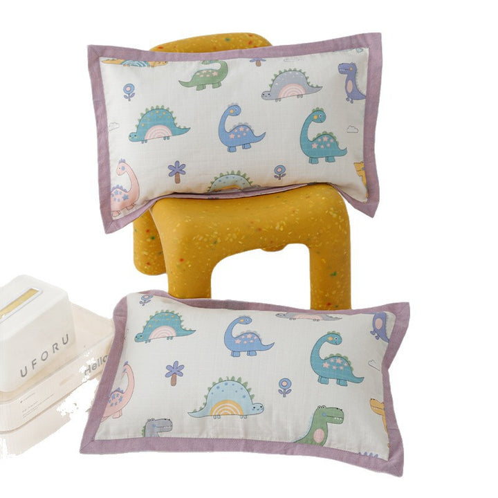 Children's pillowcase set made of breathable cotton blend with cute animal and fruit motifs