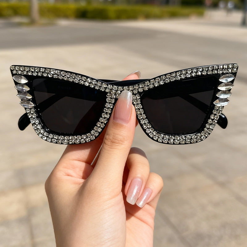 Rhinestone-Accented Cat-Eye Sunglasses Stornfield