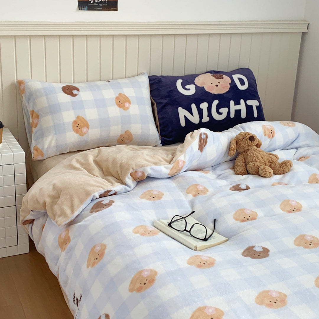 Plush Cartoon-Print Reversible Fleece Comforter with Oversized Loft