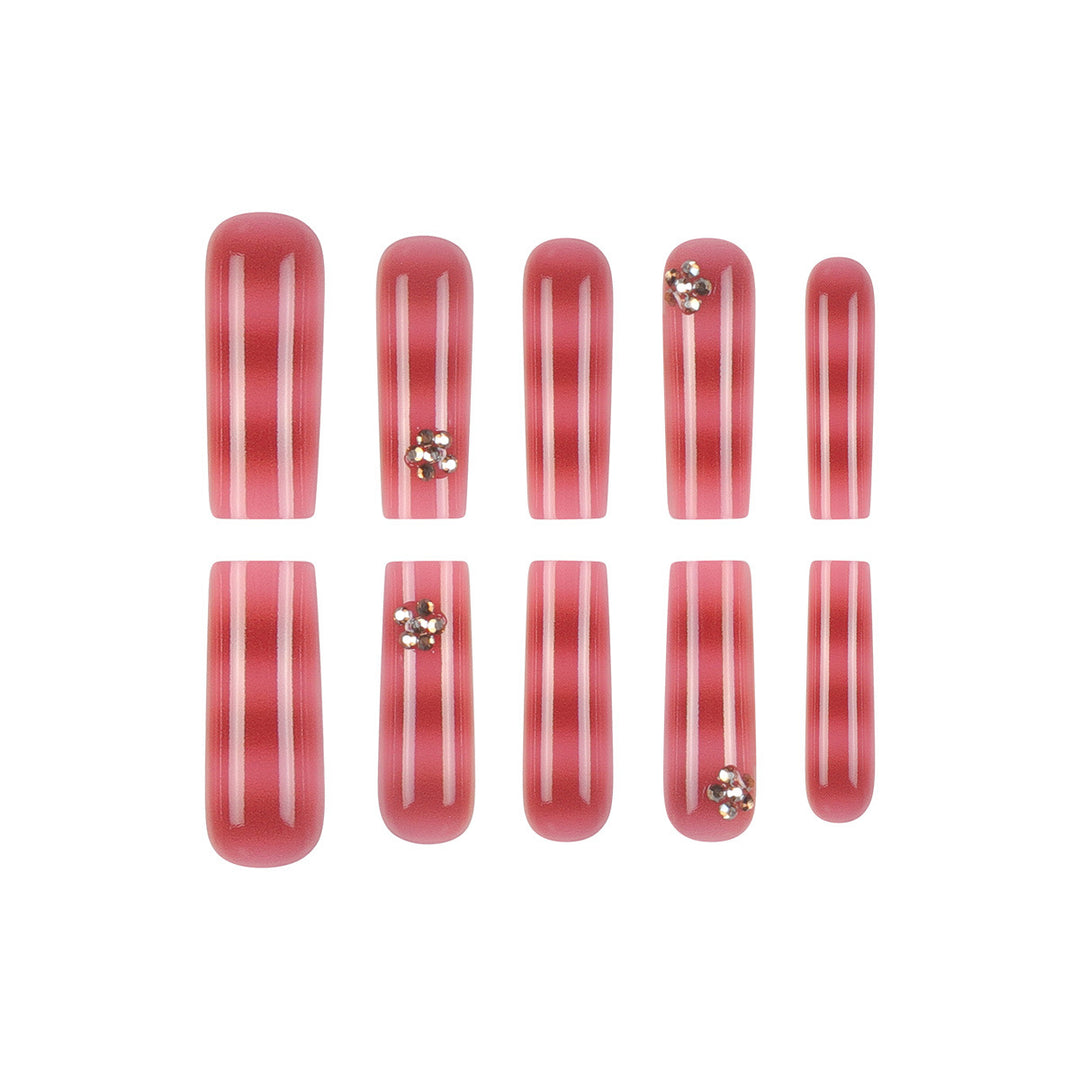 Long Glossy Press-On Nails Design Stornfield