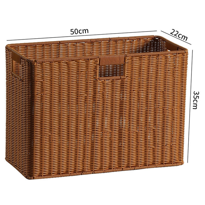 Handwoven Rectangular Storage Bin with Cutout Handles Stornfield