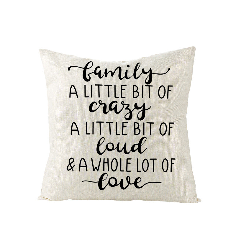 Decorative Linen-Texture Throw Pillow Cover with 'Home Is Where Mom Is' Printed Typography