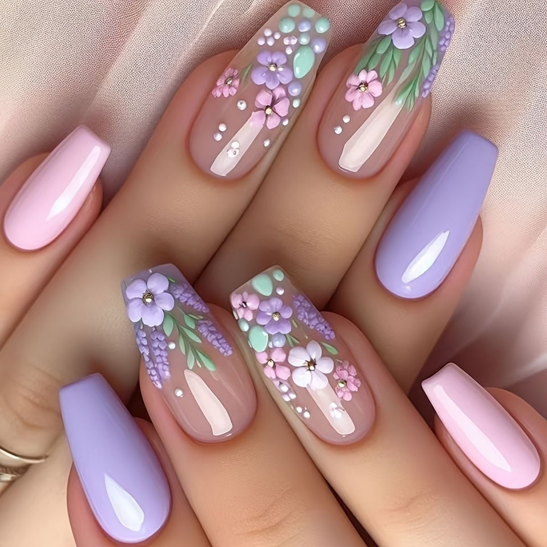 Floral Art Acrylic Nail Set Stornfield