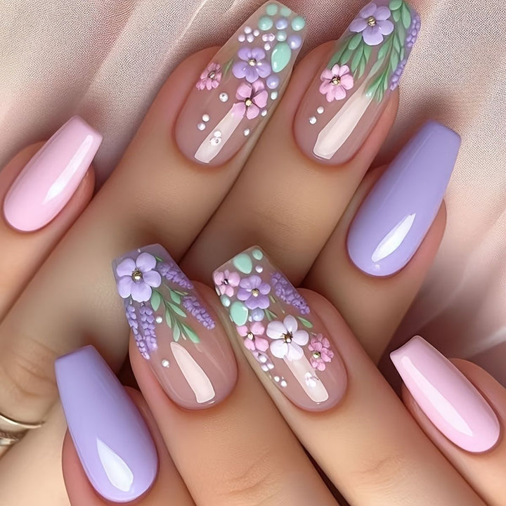 Floral Art Acrylic Nail Set Stornfield