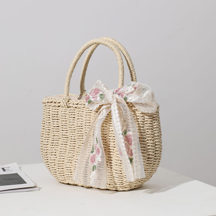 Elegant Bast bag with Floral Bow Detail Stornfield