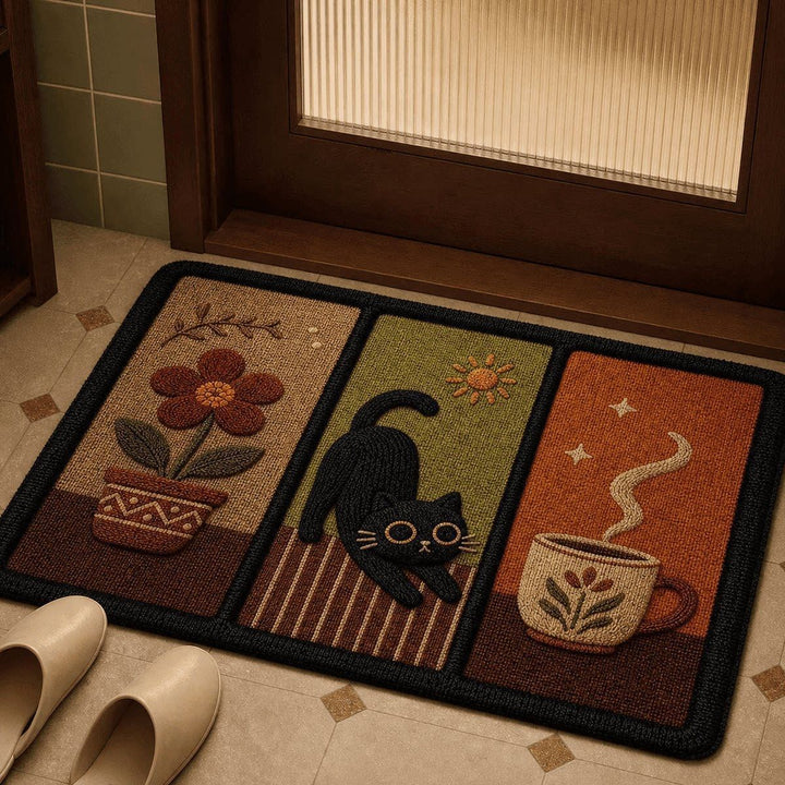 Artistic Cat-Themed Entrance Mat for Home Entryway