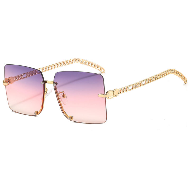 Women's fashionable sunglasses with luxurious chain arm and rectangular frame Stornfield
