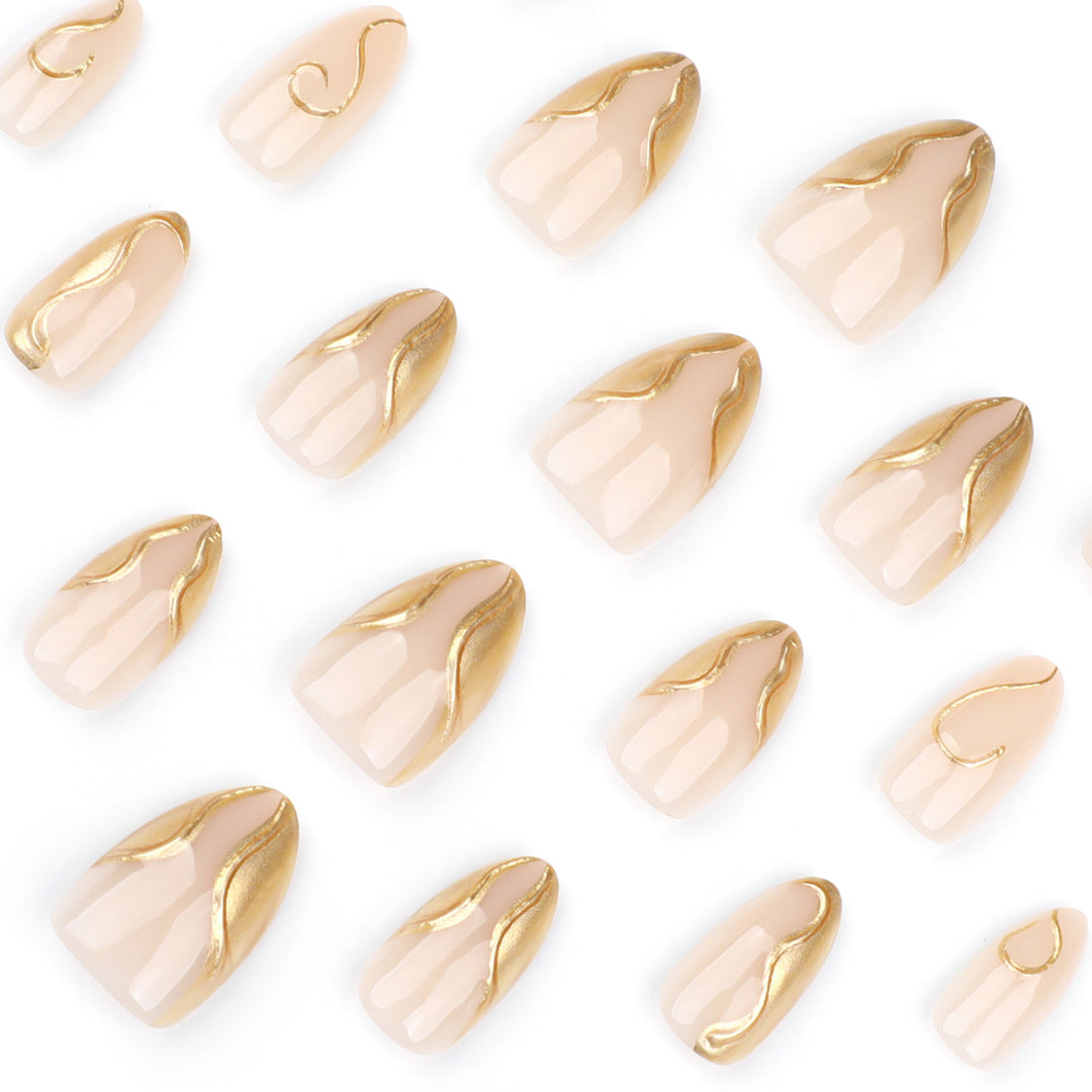 Artistic Stiletto Nails with Elegant Gold Accents Stornfield