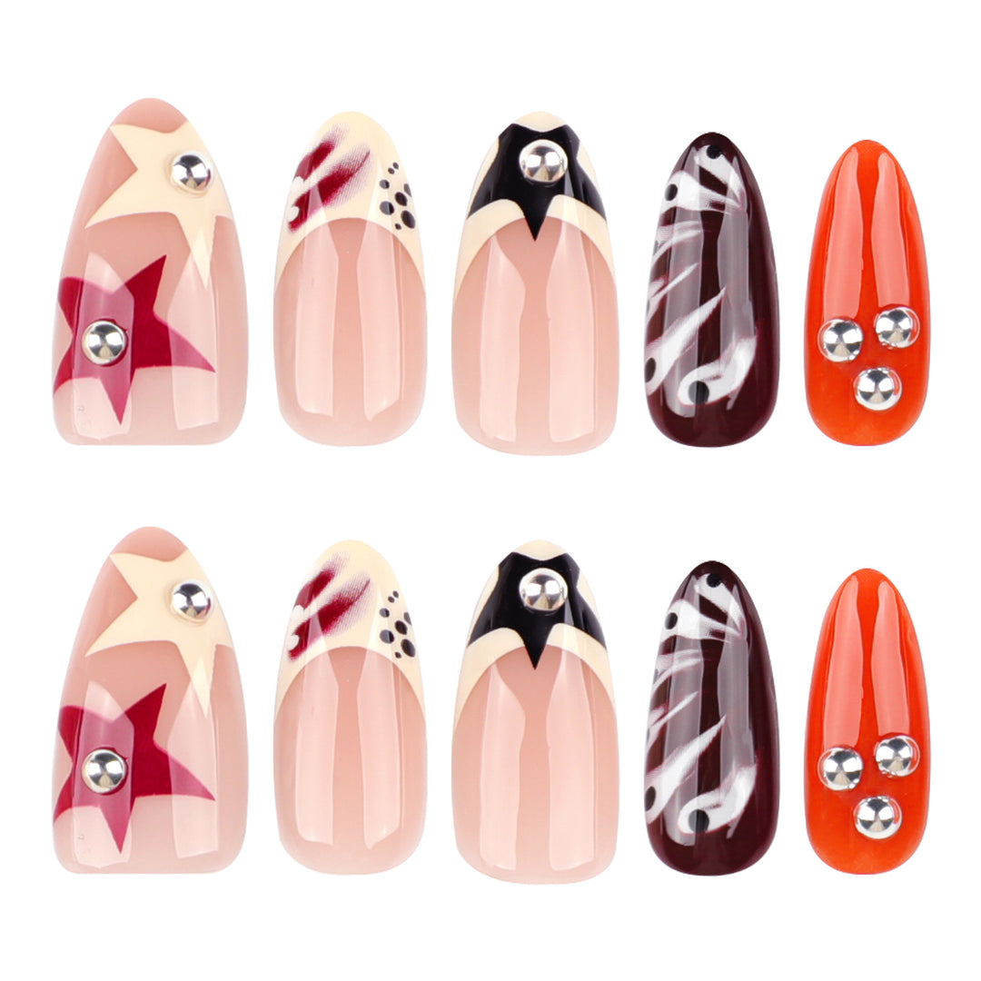 Artistic acrylic nails with creative 3D decorations Stornfield