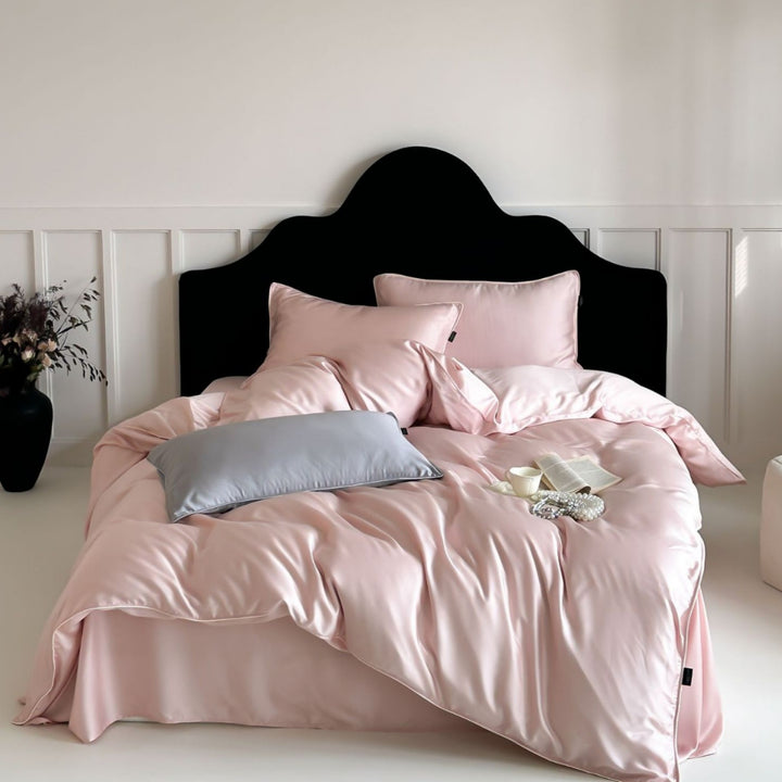Reversible Premium Satin Bedding Set with Fine Piping and Extra Pillowcases