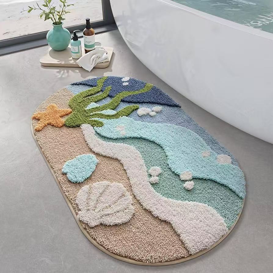 Soft Textured Abstract Pattern Bath Mat