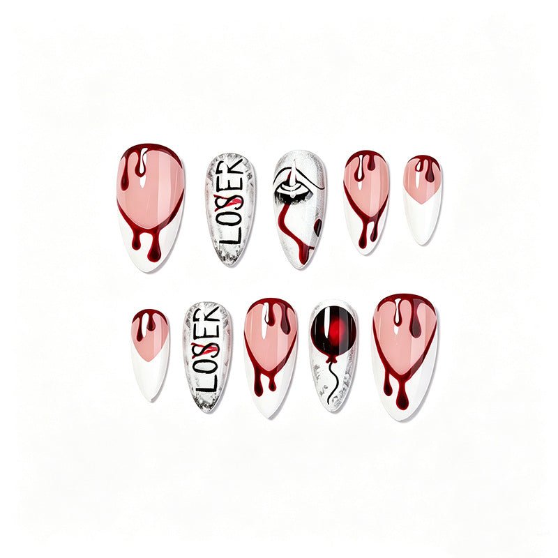 Creative nail art set with bloody and spooky designs Stornfield